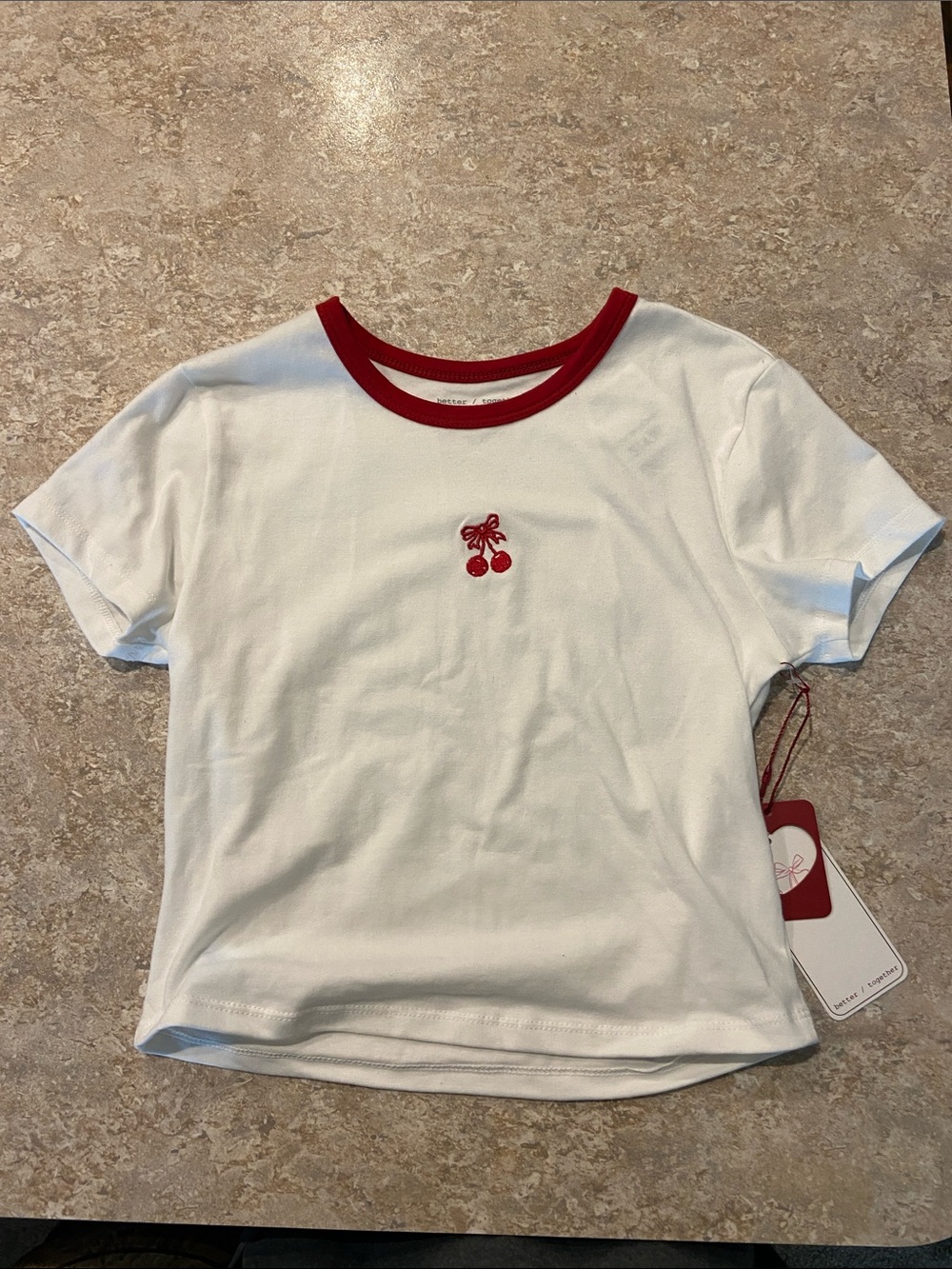 Cherry Embroidery baby tee